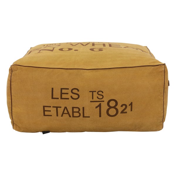 WOMO-DESIGN Sitzpouf XXL Budweiß aus Leinen in Ocker mit Tragegriff 90x40x90 cm Quadratisch, Handgefertigt, Baumwolle Füllung, Modern, Sitzpuff Pouf Puff Ottoman Sitzhocker Fußhocker Hocker Sitzkissen