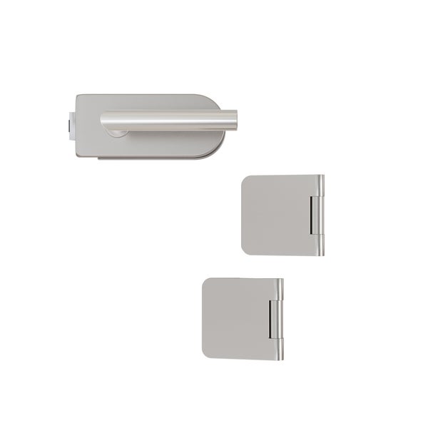 Glastürbeschlag-Set mit zwei Türbändern und einem Türgriff