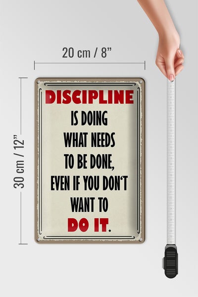 Blechschild Spruch 20x30cm Discipline is doing what needs