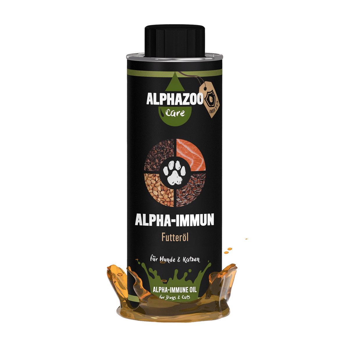 ALPHAZOO Alpha-Immun Futteröl 250ml für Hunde und Katzen I Immunsystem stärken