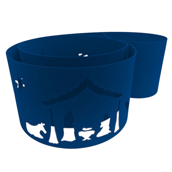 Dekorative Kerzenhalter mit Weihnachtskrippenmotiven aus Metall