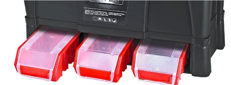PROREGAL Werkzeugkoffer Pro | HxBxT 32,5x52,5x25,5cm | Polypropylen | Schwarz/Rot