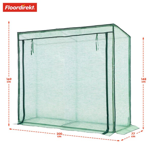 FLOORDIREKT Gewächshaus Botanika - Witterungsbeständig - Für besonders hohe Pflanzen - 77 x 200 x 169 cm