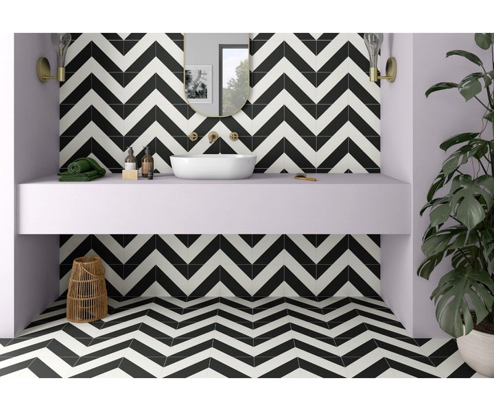 Feinsteinzeug Wand- und Bodenfliese Zebra Black/White 22,3 x 22,3 x 0,95 cm glasiert matt Rundkante