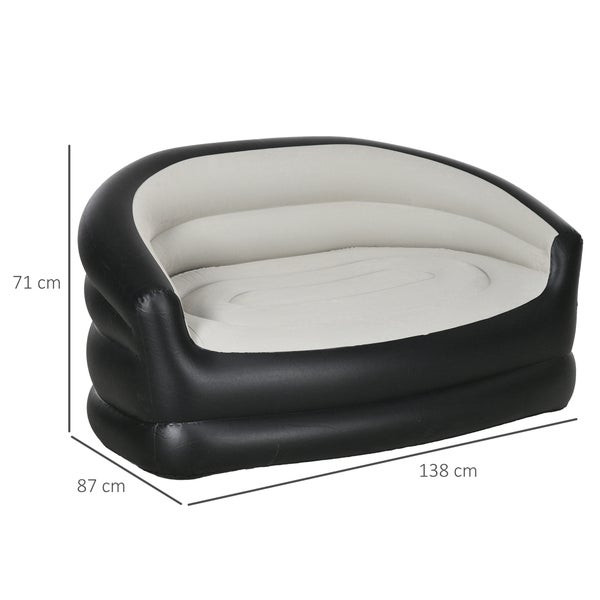 Outsunny Aufblasbares Sofa, Aufblasbare Couch mit weichem Plüsch Luftsofa für 2 Personen, für Indoor, Outdoor, Hellgrau, 125 x 100 x 87 cm