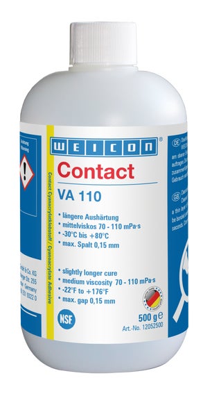WEICON VA 110 Cyanacrylat-Klebstoff | Sekundenkleber für den Lebensmittel- und Trinkwasserbereich | 0,5 kg