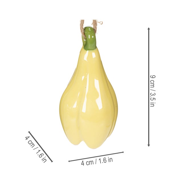 Dekorativer Kürbis aus Keramik mit Aufhängung, circa 9 cm hoch