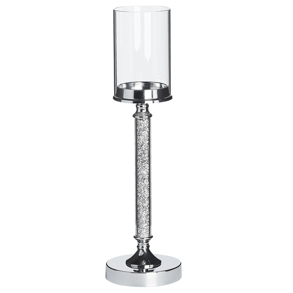 Kerzenständer mit Glasaufsatz und Kristallverzierungen