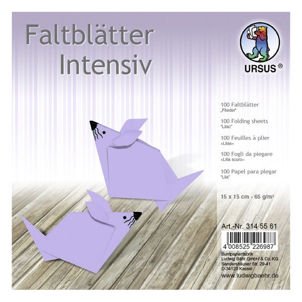 URSUS Falten Faltblätter Uni intensiv, Plakatkarton, 65 g/m², 15 x 15 cm, flieder