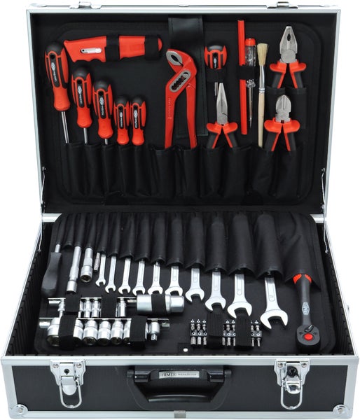 FAMEX 759-62 Universal Werkzeugkoffer mit hochwertigem Werkzeug-Set, für Heimwerker