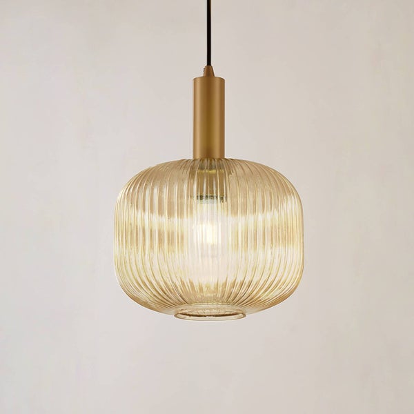 Lindby Pendelleuchte Doroteo (Retro, Vintage Antik) in Creme aus Glas (1 flammig E27) - Deckenlampe Esstischlampe Hängelampe Hängeleuchte Wohnzimmerleuchte
