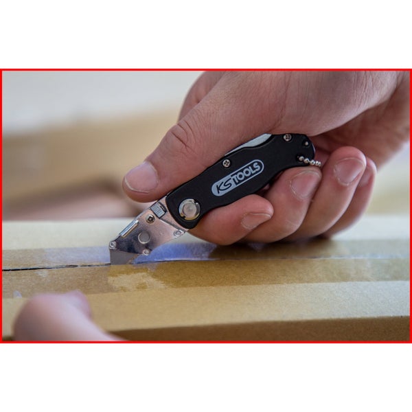 KS Tools Cuttermesser Set, bestehend aus Cuttermessern in unterschiedlichen Größen und Ersatzklingen