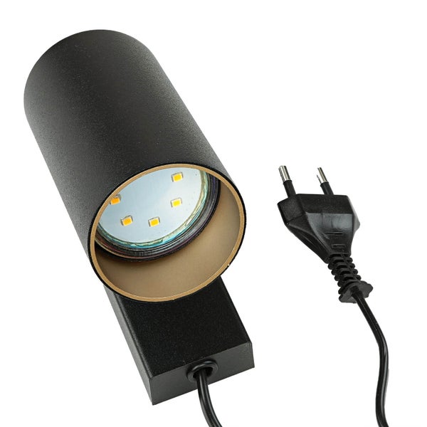 Schwarze LED Wandleuchte mit Stecker