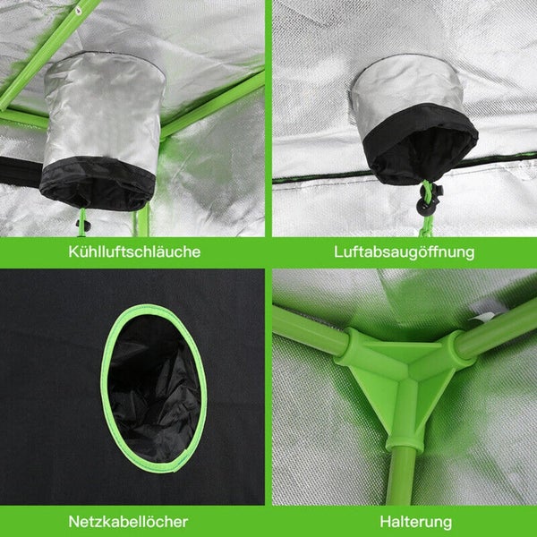 JUNG Growbox Growzelt Indoor 70x70x160cm Gewächshaus Cannabis Balkon, Grow Tent