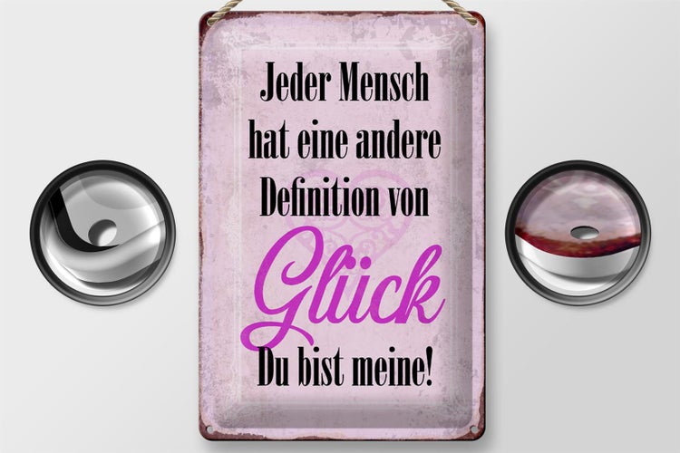 Blechschild Spruch 20x30cm Glück du bis meine Schild