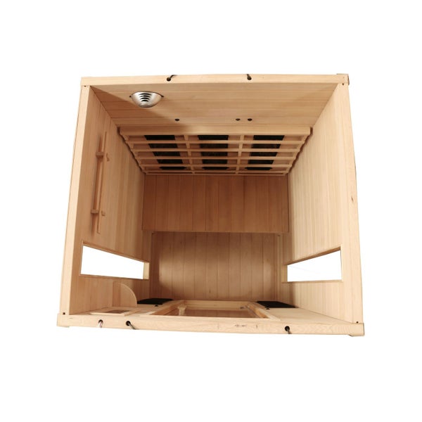 Dewello® Infrarotkabine Infrarotsauna HYDER 115cm x 105cm inkl. 6 Vollspektrumstrahler, Radio, Farblicht, 2 Personen,LED