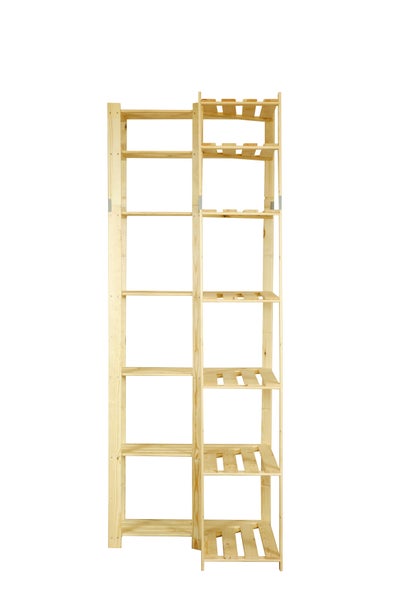 PROREGAL Eckregal Pinepeak HxBxT 220 x 85 x 38 cm 7 Fachboden 1,2 cm Dickes Kiefernholz Natur
