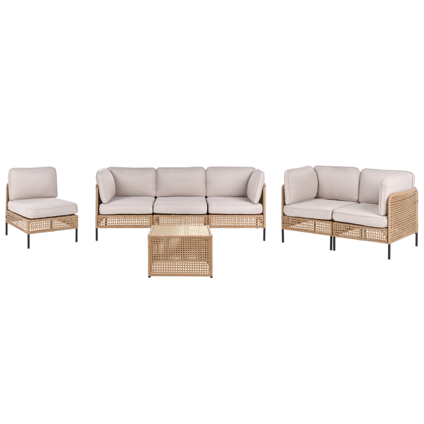 Gartenmöbelset mit Sofa, Sessel und Tisch