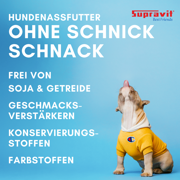 Hundenassfutter ohne Getreide, Soja, Geschmacksverstärker, Konservierungsstoffe und Farbstoffe