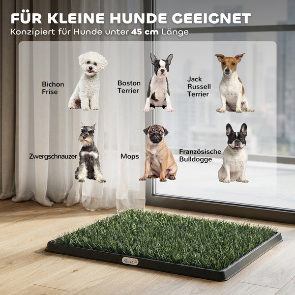 PawHut Hundetoilette mit Kunstrasen für Hunde unter 45 Zentimeter Länge. Geeignet für Mops, Zwergschnauzer, Französische Bulldogge und andere.