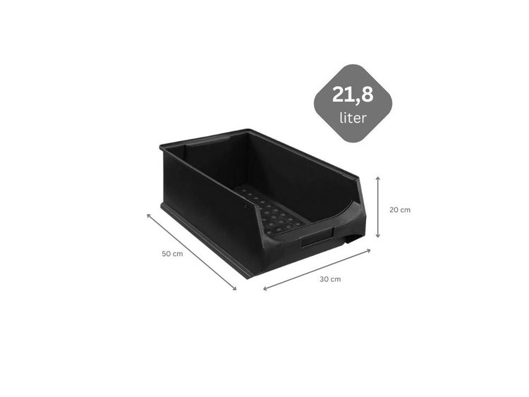 PROREGAL SuperSparSet 4x Leitfähige Sichtlagerbox 5.0 HxBxT 20 x 30 x 50 cm 21,8 Liter ESD Sichtlagerbehälter