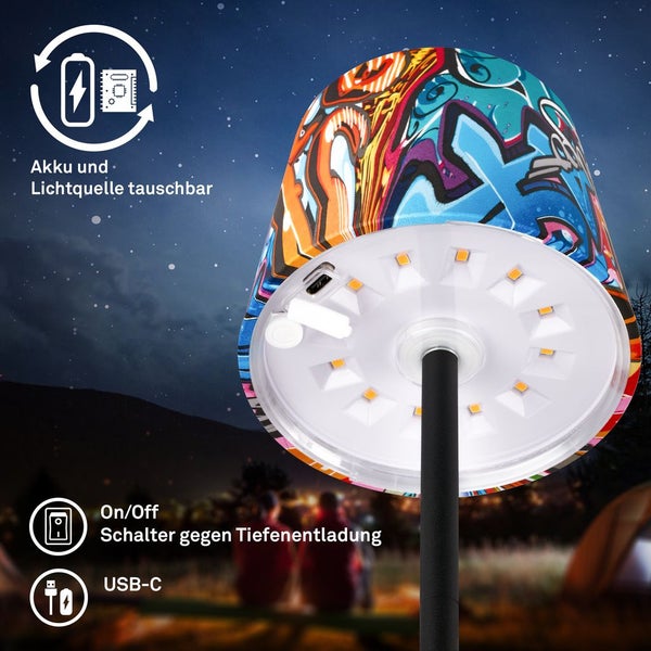 LED Tischlampe Akku IP44 Tischleuchte kabellos Aussen/Innen Dimmbar Touch