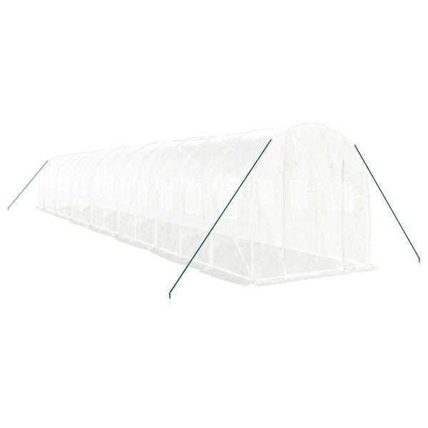 Gewächshaus mit Stahlrahmen Weiß 28 m² 14x2x2 m