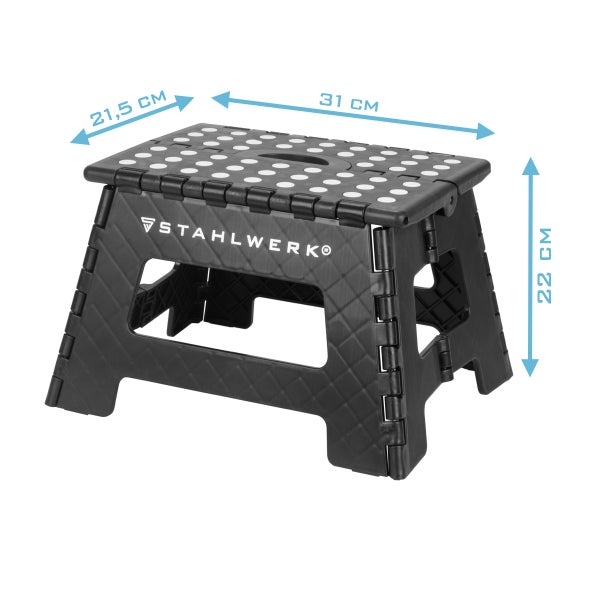 STAHLWERK Klapptritt KT-2 ST 2er Set mit 150 kg Tragkraft Faltbarer Tritthocker