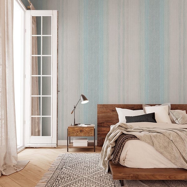 Tapete Beige Grün Streifen Klassisch für Wohnzimmer Schlafzimmer MADE IN GERMANY 10,05 x 0,53m
