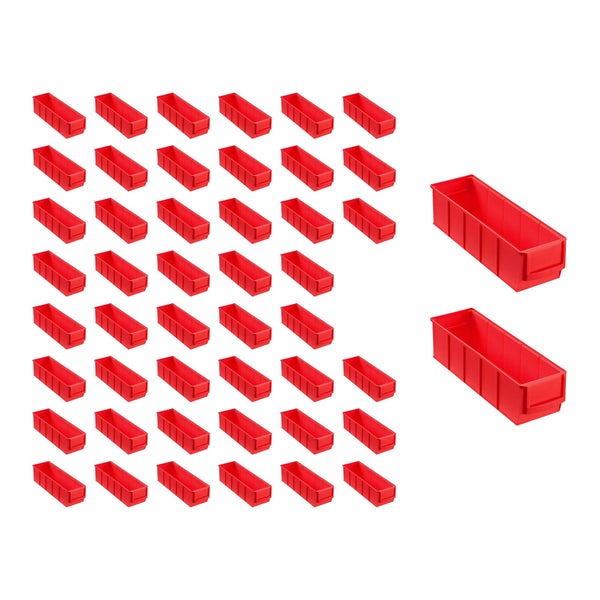 PROREGAL SuperSparSet 48x Rote Indurstriebox 300 S HxBxT 8,1 x 9,1 x 30 cm 1,6 Liter Sortimentskasten