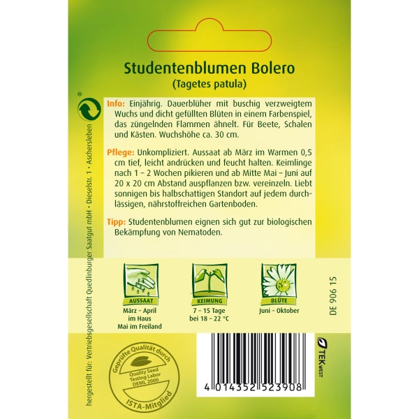 Studentenblumen Bolero Samen von Quedlinburger SAATGUT