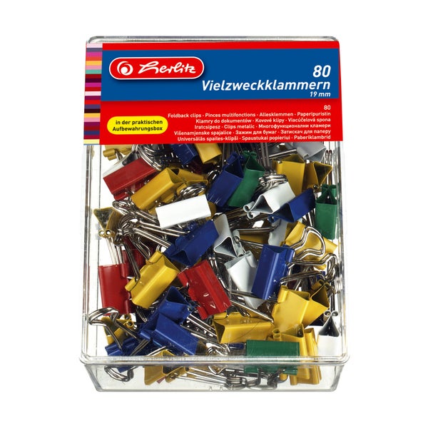 Berlitz Vielzweckklammern, 80 Stück, 19 mm in Aufbewahrungsbox