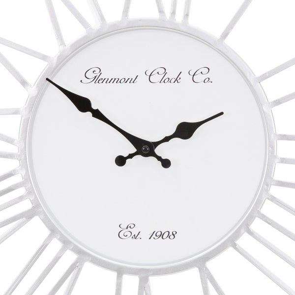 WOMO-DESIGN | XXL Große Wanduhr Alfheim rund Ø85 cm Weiß-Natur, aus Holz-Metall, Vintage-Stil, Retro Dekoration, Römische Ziffern, Lautlos, Geräuschlosem Uhrwerk, Dekorative Uhr für Wohnzimmer, Küche