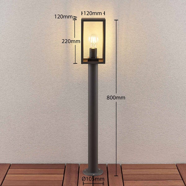 Lindby Außenleuchte Filimon (spritzwassergeschützt (Modern) in Schwarz aus Aluminium (1 flammig, E27) - Wegeleuchte Pollerleuchte Wegelampe Sockelleuchte