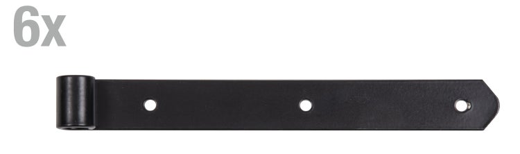 Sechsteiliges Set aus schwarzen Ladenbändern für Tore und Türen