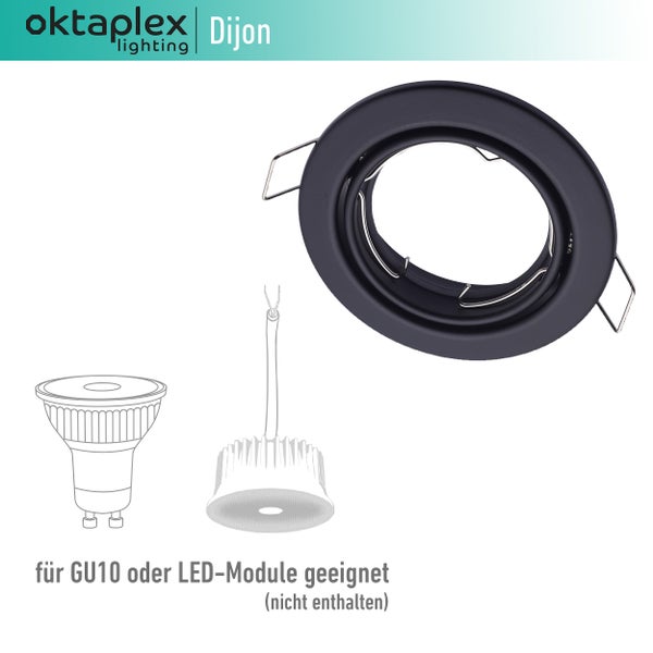 Dijon Einbauspot Rahmen GU10 LED Modul 6er Set schwenkbar schwarz für Lochmaß 68mm Einbaustahler IP20 modern innovative Raumbeleuchtung