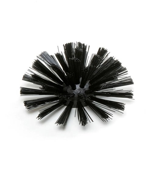 Schwarze, runde Kaminbesen-Bürste mit harten Borsten zur Rohrreinigung.