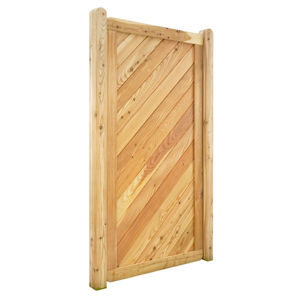 Gartenzaun aus Holz mit diagonalen Brettern