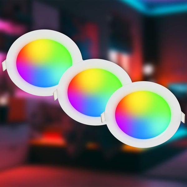 3er Set LED Einbaustrahler Einbauleuchten Spots RGB CCT Dimmbar Fernbedienung