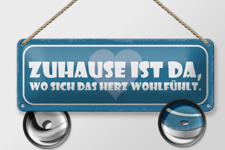 Blechschild Spruch 27x10cm Zuhause ist da wo sich das Herz Dekoration