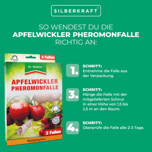 Apfelwickler Pheromonfalle – Monitoringfalle zur Befallsüberwachung & Bekämpfung – Für Apfelbäume & Obstgärten – Ohne Insektizide