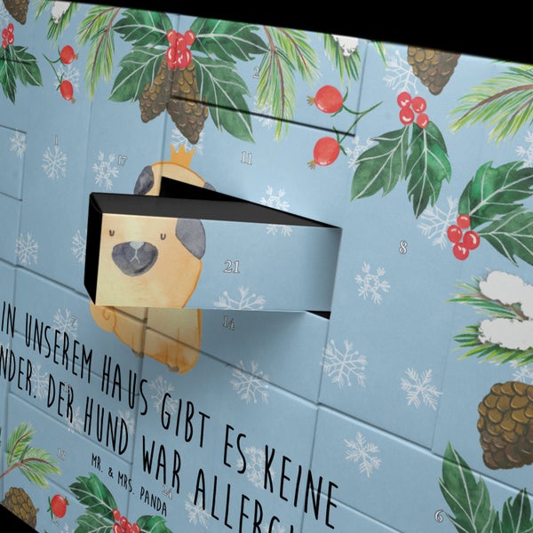 Mr. & Mrs. Panda Befüllbarer Adventskalender Mops Krone - Blau Pastell