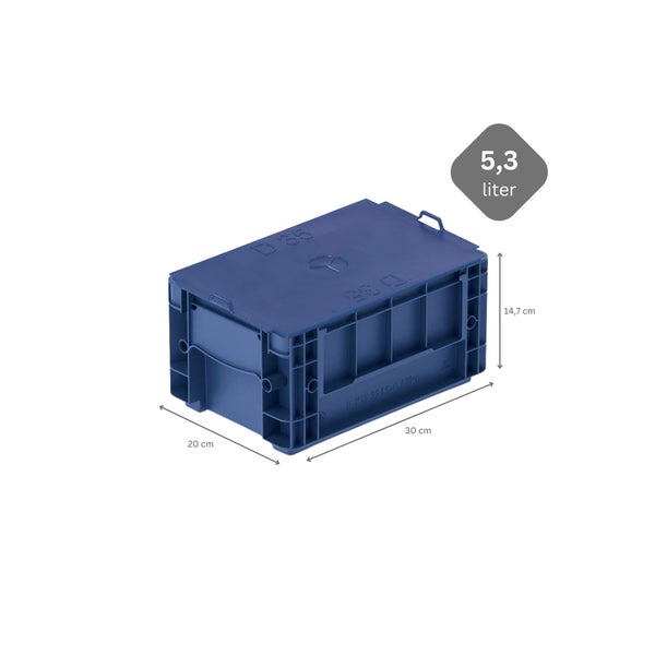 PROREGAL SparSet 5 x VDA KLT Kleinladungsträger Mit Verbundboden und Auflagedeckel HxBxT 14,7 x 20 x 30 cm 5,3 Liter KLT Transportbox