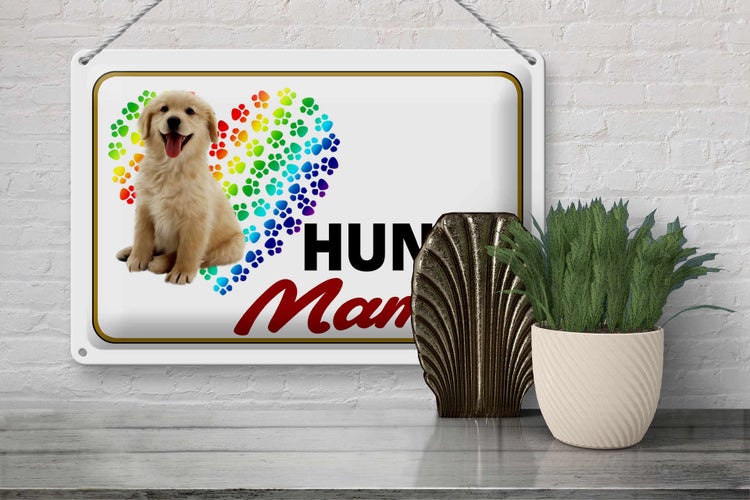 Blechschild Spruch 30x20cm Hunde Mama Herz