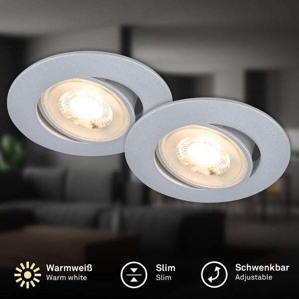 2er Set LED Einbaustrahler LED Einbauleuchten Spots Flach Schwenkbar Warmweiß