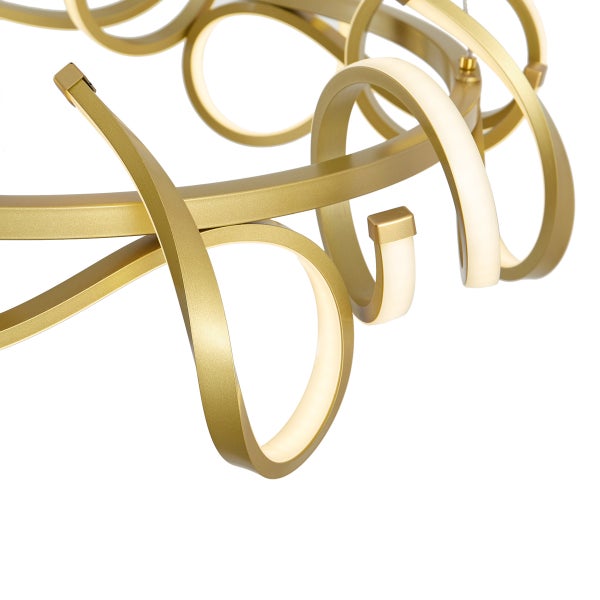 Detailansicht einer LED-Hängeleuchte mit geschwungenem Design