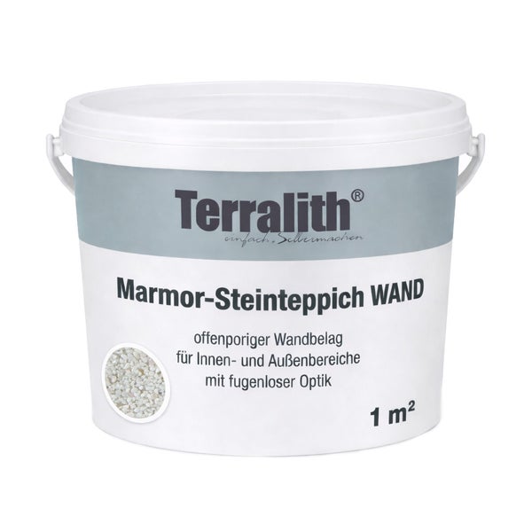 Terralith Marmor-Steinteppich für die Wand, offenporiger Wandbelag für Innen- und Außenbereiche, 1 Quadratmeter im Eimer.