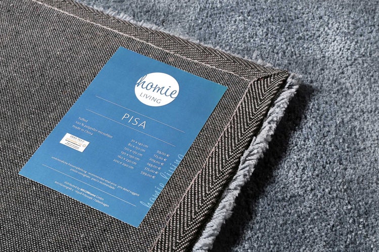 Teppich Grau Blau Hochflor Pisa Homie Living 130x190 cm