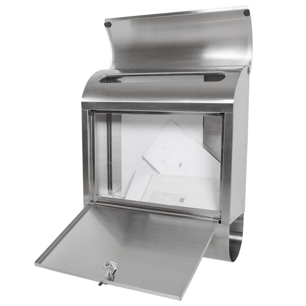 Briefkasten tectake  380 x 130 x 460 mm aus Edelstahl grau