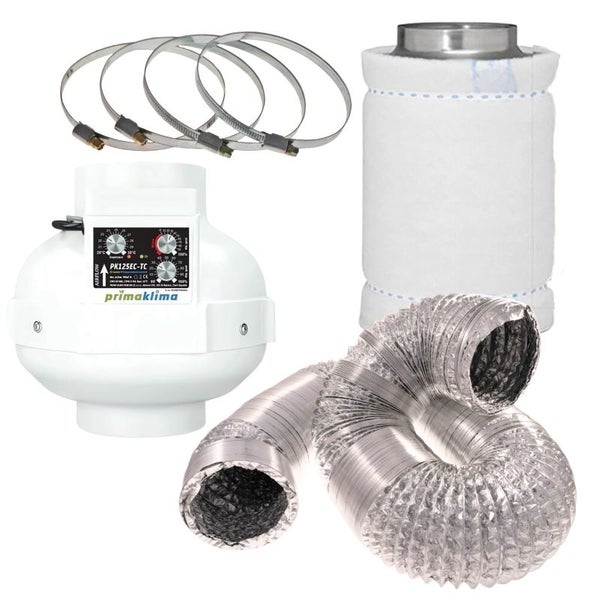 Grow Abluft Set Prima Klima EC-TC – 0-680m³/h, 125mm Anschluss, Geruchskontrolle & Energieeffizient für Grow-Räume